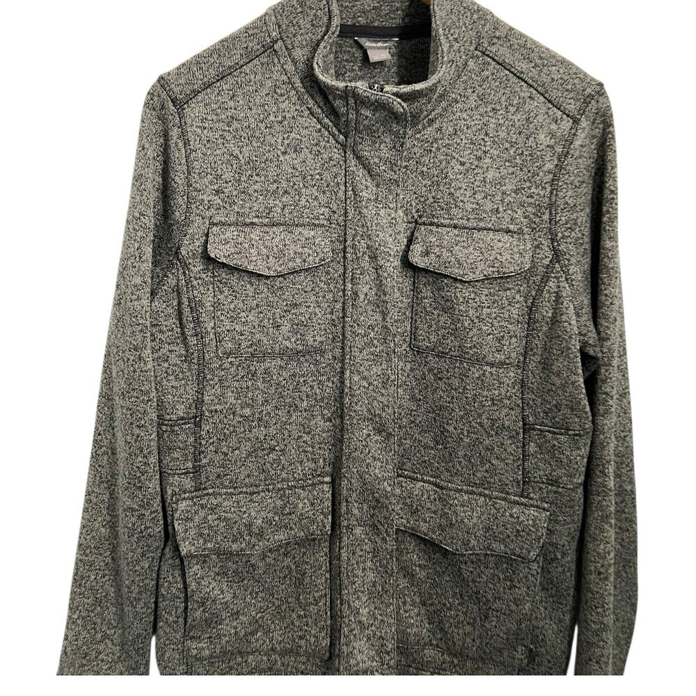 Eddie Bauer Heathered Gray Full Zip Fleece Jacket 4 Front Pockets Women's XL - Picture 3 of 12